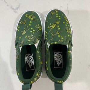 Vans Asher Slip On Green Dinosaur little kids 11 NIB